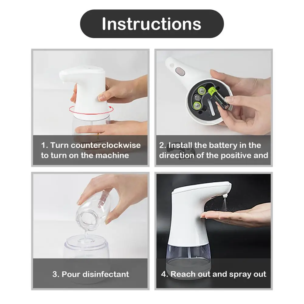 Бесконтактный индукционный спиртовой распылитель мыла в бутылках 360 мл |