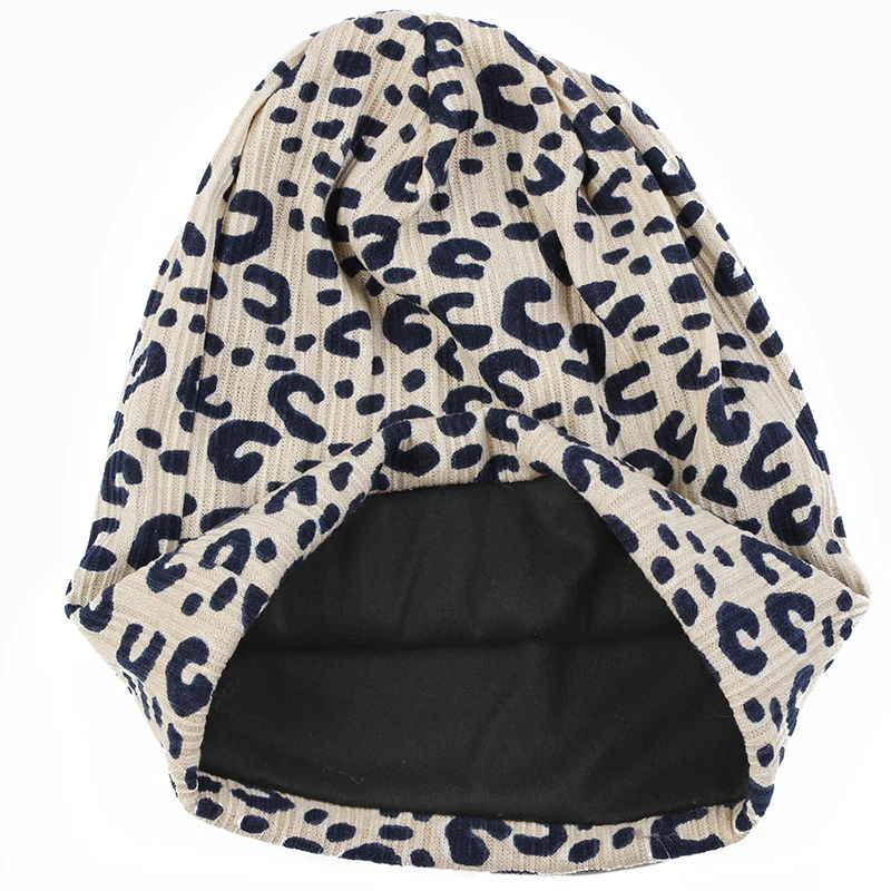 Шапка-бини для взрослых Теплая с леопардовым принтом модная черепом женщин и