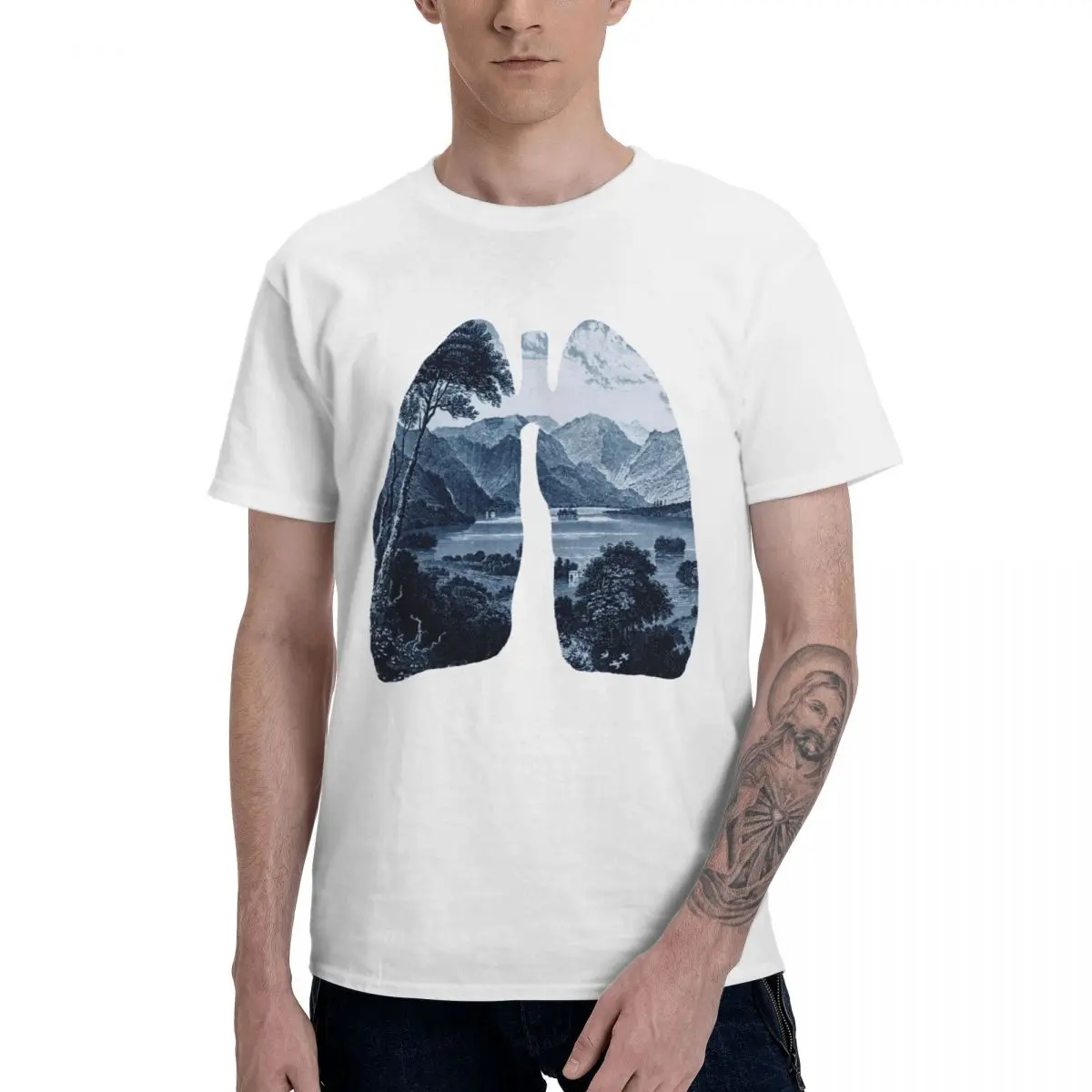 

Fresh T-Shirt Pure Cotton Crewneck Men T Shirts Short Sleeve Plus Size Casual Tees Clothes Four Seasons US Size
