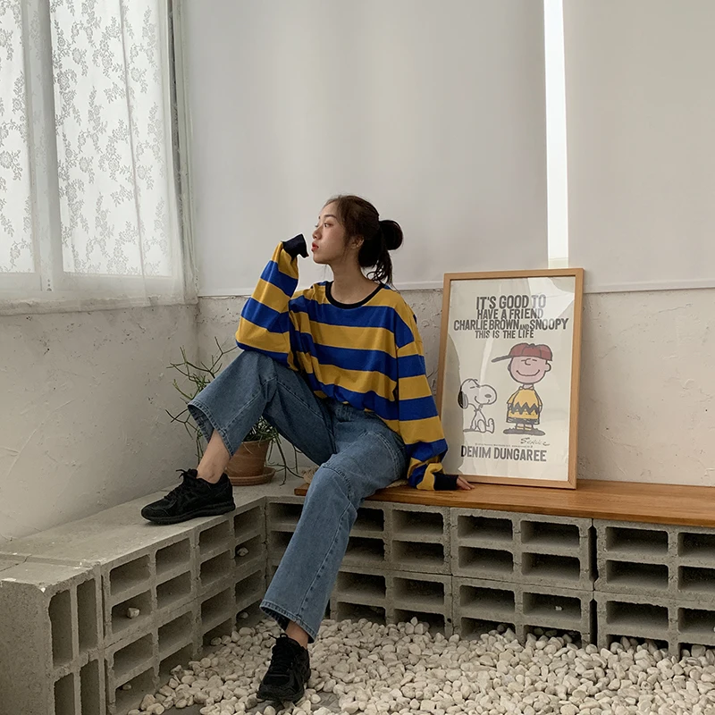 Джинсовые широкие брюки джинсы женские свободные прямые с высокой талией