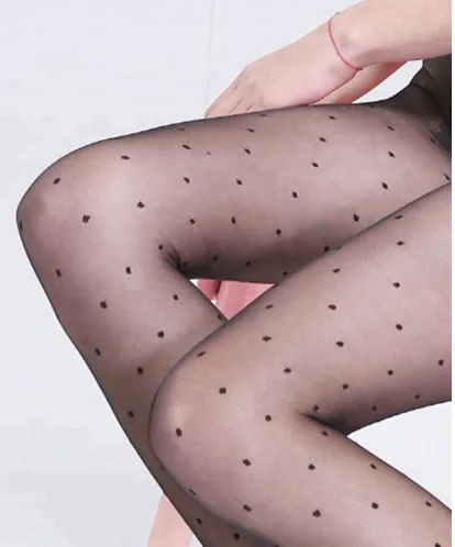 1PC Sexy Women Pantyhose Tights Summer Nylon Polka Dot Print Stockings Seamless Fishnet Mesh Female Hosiery Vintage Faux Tattoo | Женская