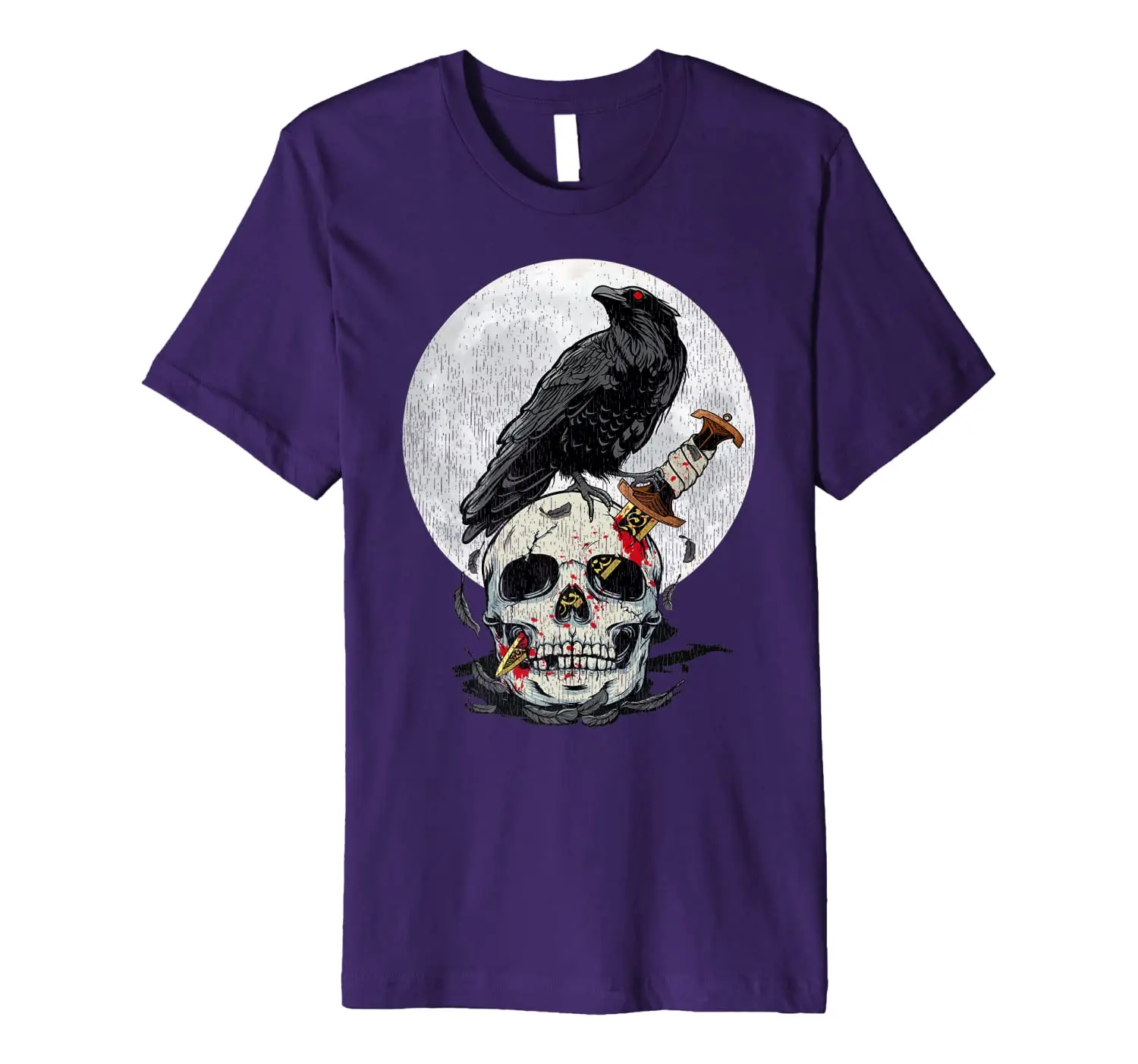 

Vintage Crow Skull Moon Raven Gothic Bird Lover Gift Apparel Premium T-Shirt New Summer Cool Tee 2020 Short Sleeve T Shirt
