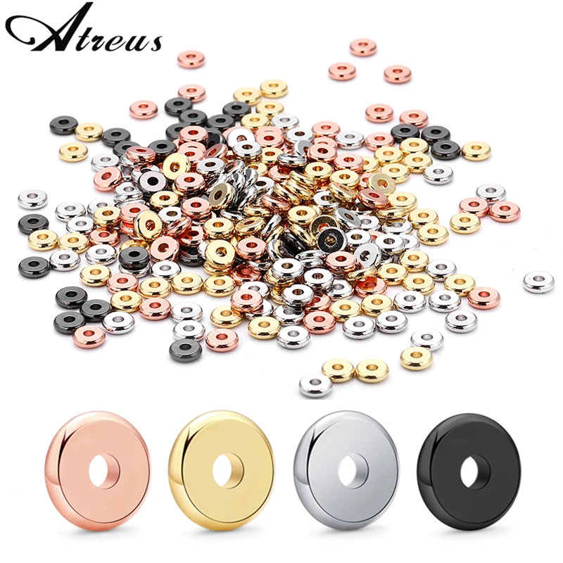 Медные бусины с отверстием для монет плоские круглые золотого/серебряного цвета