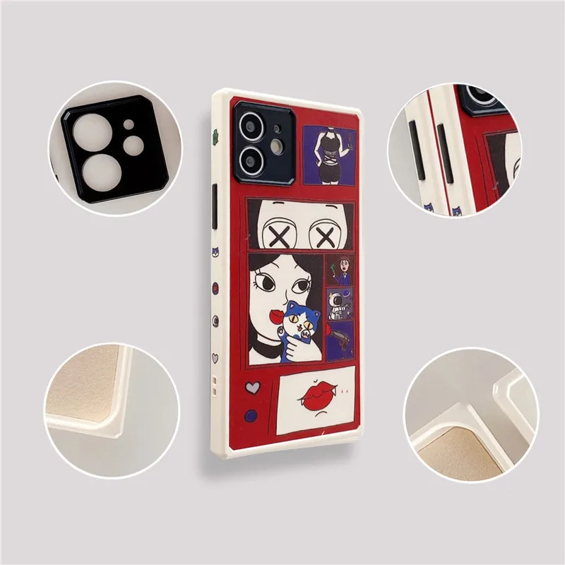 

Luxury Metal Lens Protection Phone Cases For iPhone 12 11 Pro XS MAX XR X 8 7 Plus Fashion Cute Girl Full Print TPU Back Cover