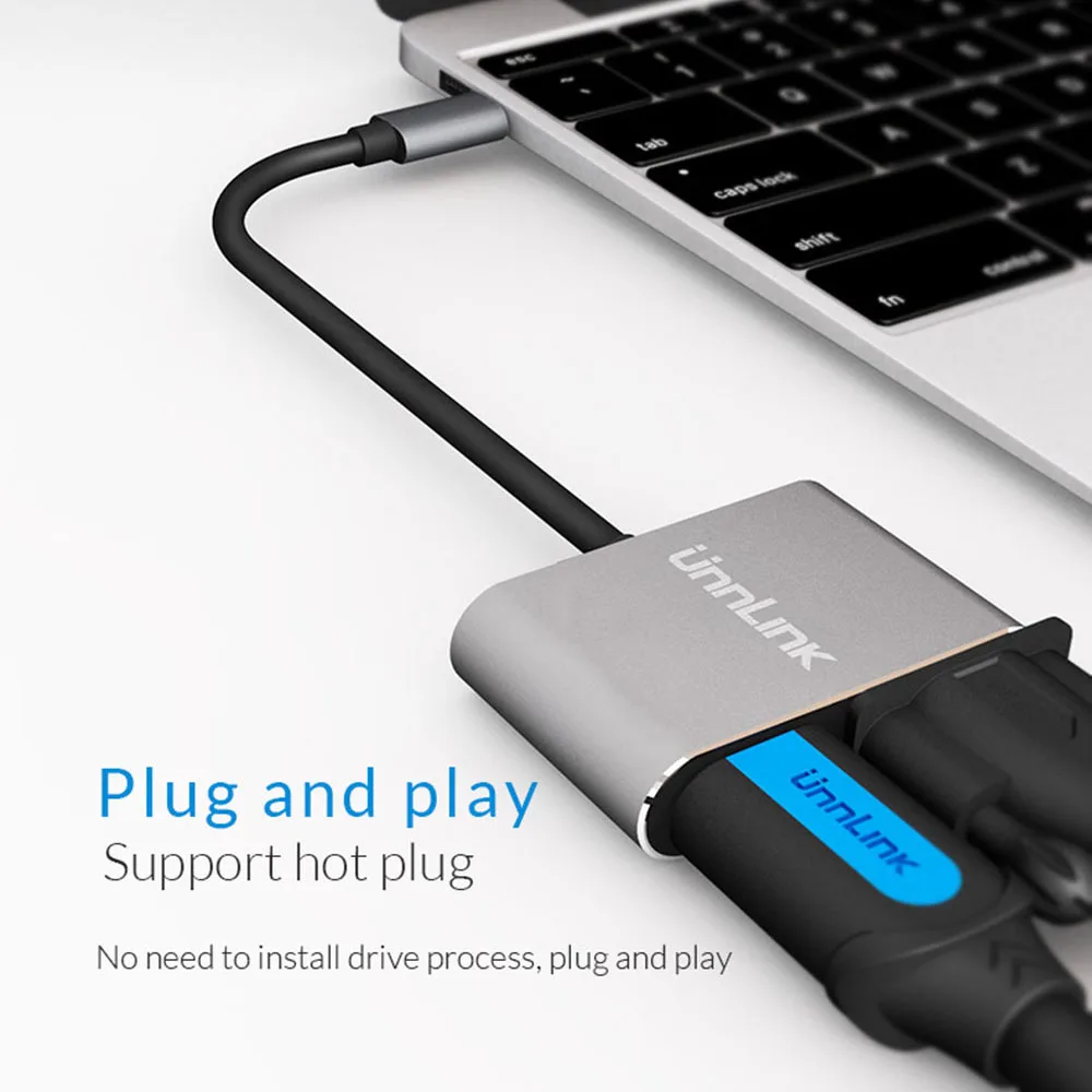 Unnlink USB-C to HDMI-совместимый конвертер Type C на VGA 4K Thunderbolt 3 для MacBook Galaxy s8 s9 s10 Dex mode p20 p30