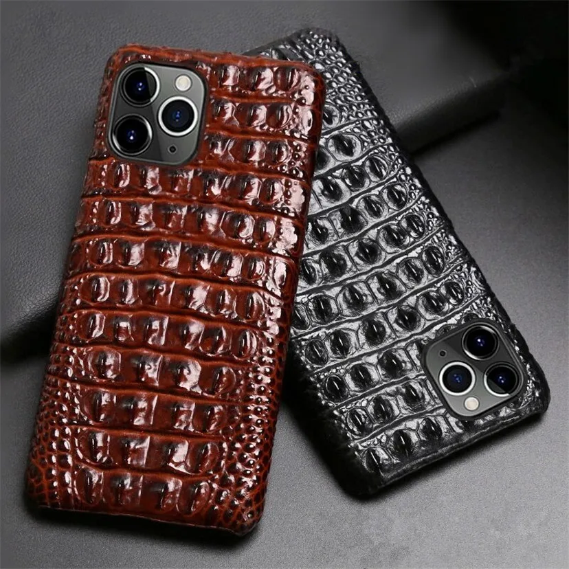 

First Layer Cowhide Genuine Leather Case for iPhone 11 Pro Max 8 Plus 7 Crocodile Back Cover for iPhone Xr Xs Max X 12 SE 2020