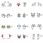 Женские серьги-гвоздики в виде маленького питомца из серебра 925 пробы