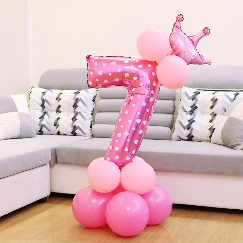 Pink-7 AnBnCn на Рождество, 1 2 3 4 5 6 7 8 9 розово-золотые шары из фольги в виде цифр цифровой баллон гелия день рождения/воздушные шары для взрослых globos - Color: Pink-7
