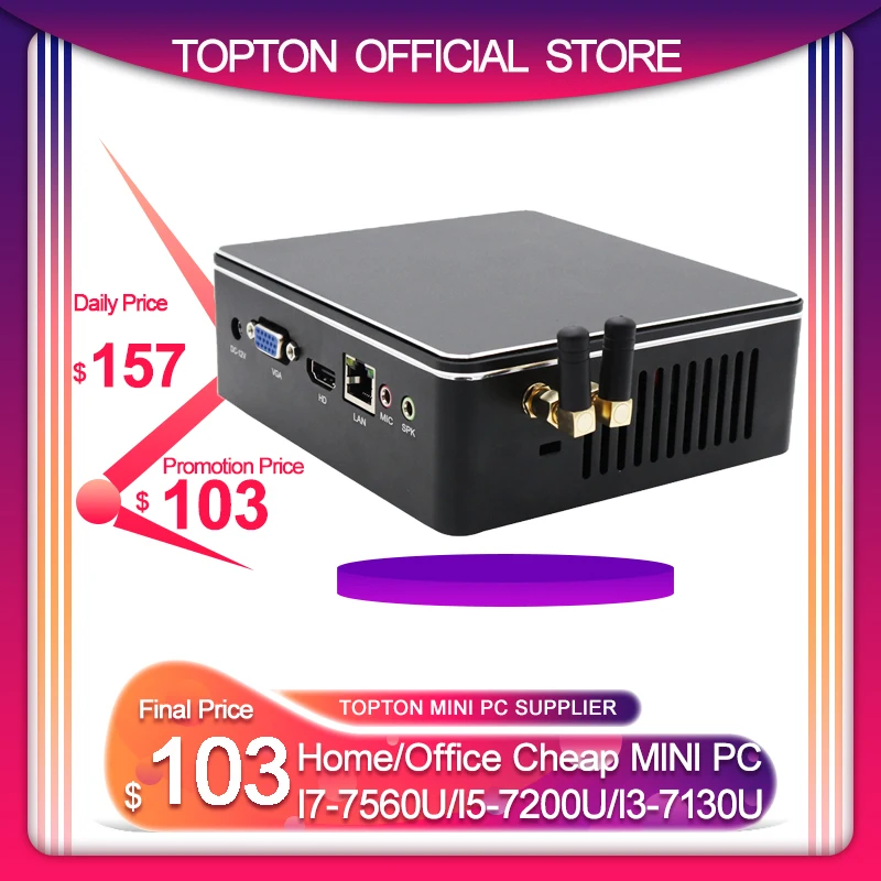 Карманный мини ПК inter core i3 i5 i7 win 10 pro micro mini pc DDR4/DDR3L с медным вентилятором 6 * USB HDMI VGA