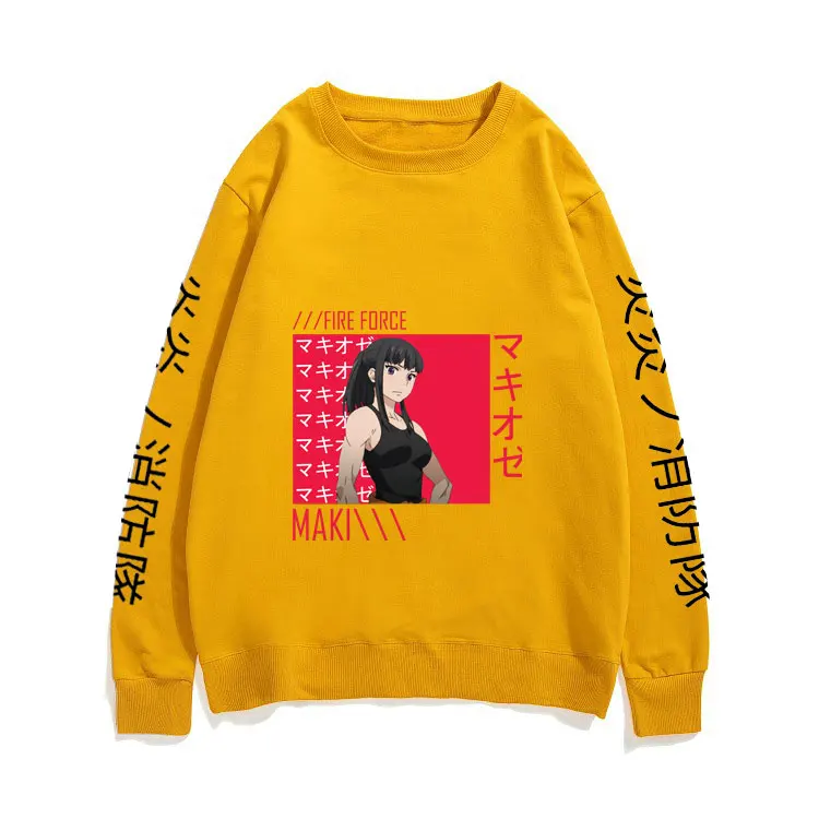 

Anime Fire Brigade of Flames Streetwear Man Woman Sweatshirt Fire Focce Letter Pullover Maki Oze Tops Manga Fire Force Clothes