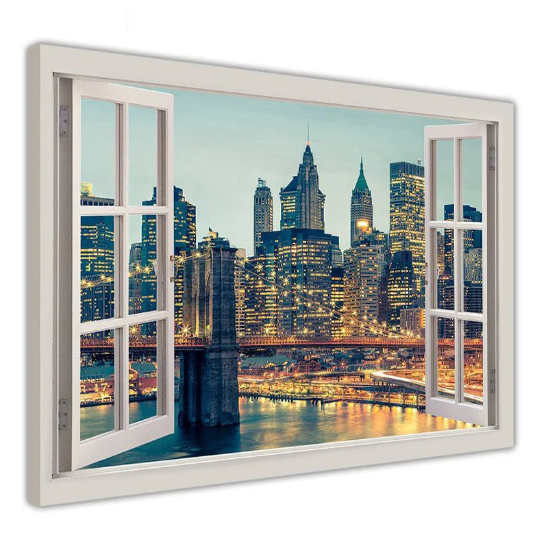 Сделай сам: оконная рама Стиль Нью Йорк знаковые Манхеттен мост Алмазная мозаика