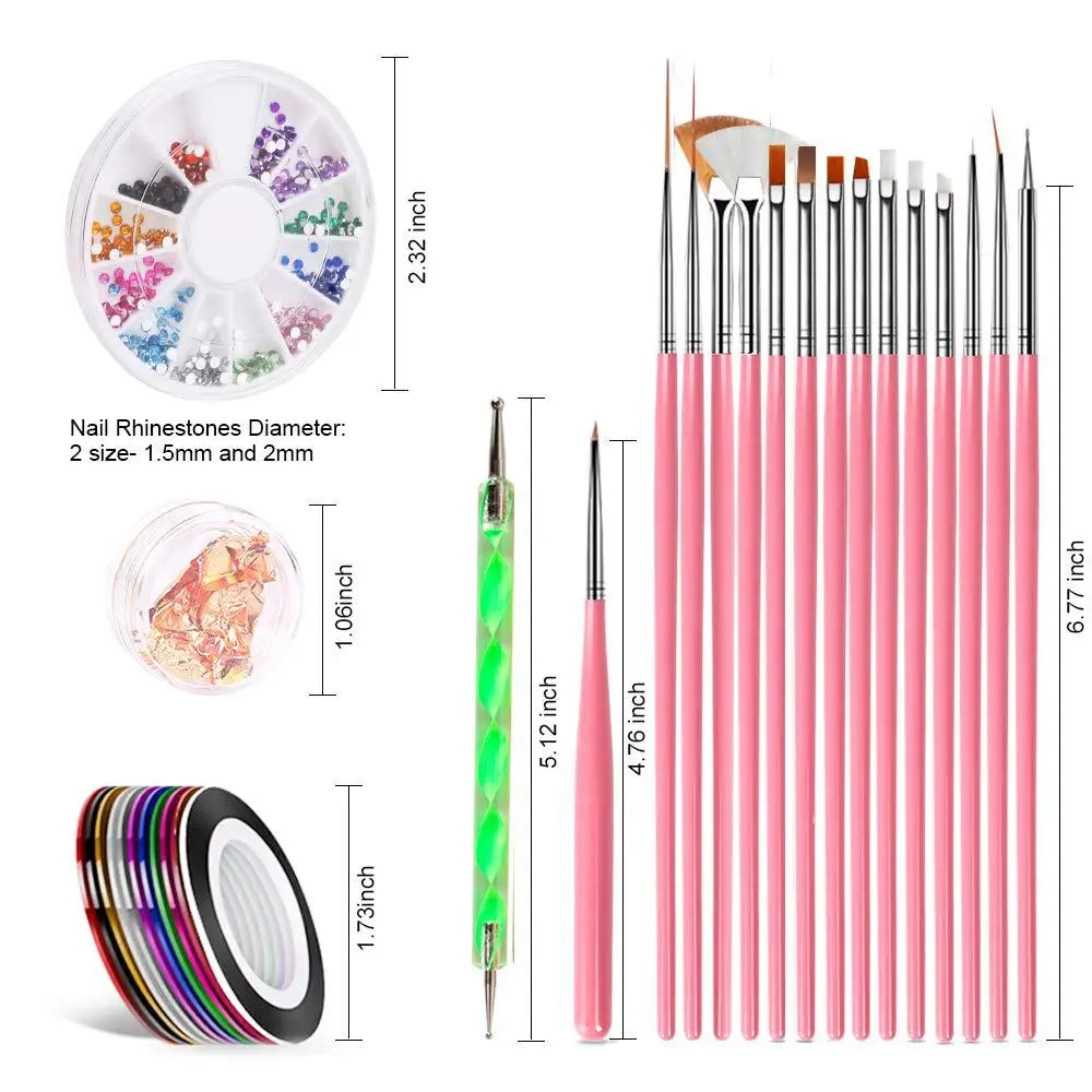 

Nail Art Tool Set Kit Brushes Striping Tape Stickers Rhinestones Sticker Foils Decoration Dotting Manicure Set For Nail Design