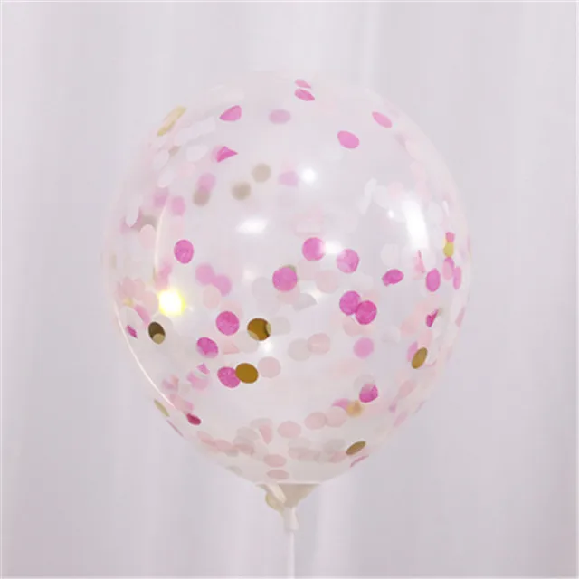 Paper pink white 10 шт. 12 дюймов воздушные шары на день рождения розовое золото воздушный шар "Конфетти" День рождения прозрачные воздушные шары украшения Globos подставка для воздушных шаров держатель - Цвет: Paper pink white