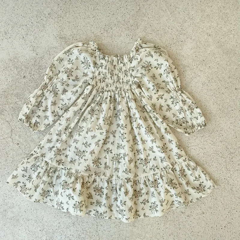 

MILANCEL 2022 Spring Girls Clohes Floral Dress for Girl Ruffle Dresses