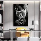 Плакаты на холсте с изображением черно-белой обезьяны, животных, настенные картины для украшения дома, гостиной