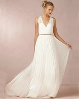 dress bride ivory chiffon open back 2016 greek style vestidos wedding dress sleeveless floor length sexy wedding dress