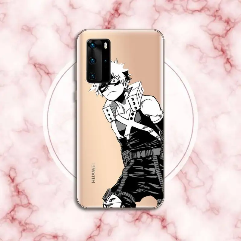 

Anime My Hero Academia deku bakugou Boku no Phone Case Transparent for Huawei P20 P30 P40 lite pro P smart 2019 honor 8x 10i