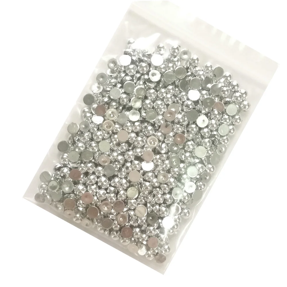 Полукруглые жемчужины 5 мм из металлического серебра иммитация искусственного