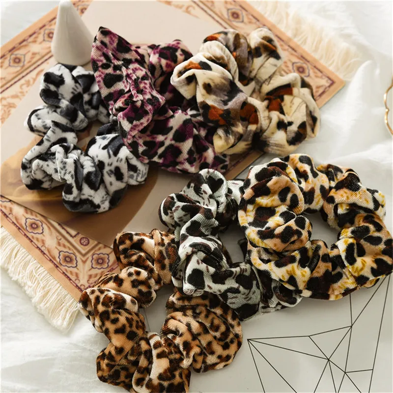 

Leopard Dot Velvet Scrunchie Women Girls Elastic Hair Rubber Bands Crunchy Hair Ties Ponytail Holder Scrunchies Hair Accessories