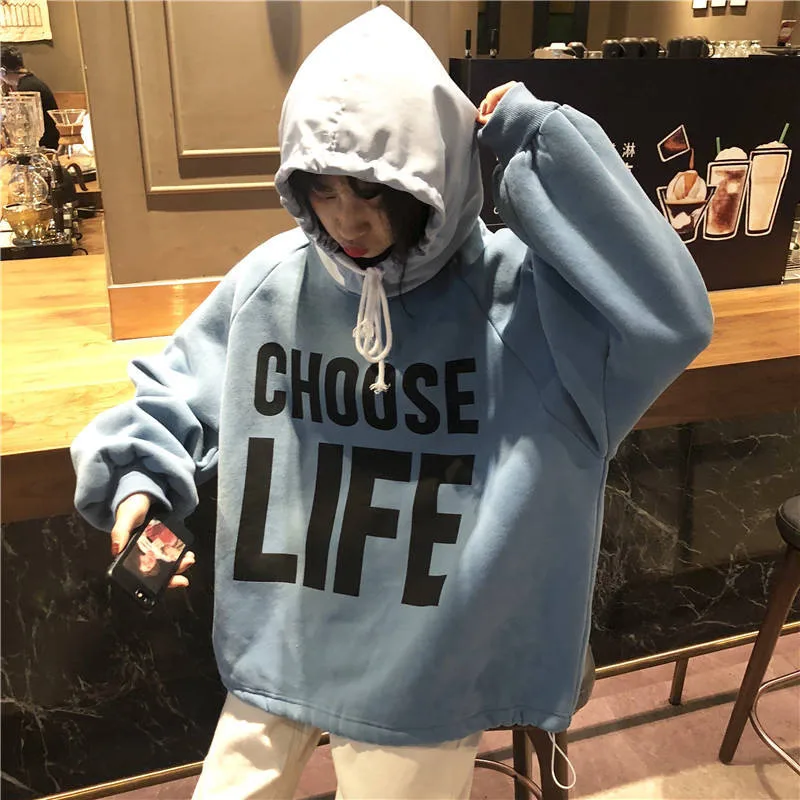 

Jumpers Ladies Fashion Letter print hoodies women pocket harajuku cool hip hop sweatshirt plus tops autumn streetwear females