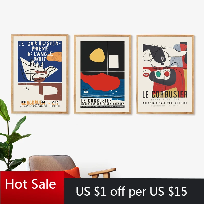 

Exhibition Canvas Painting Poster 1954 French Art Museum Print Cubism Style Mid Century Modern Wall Art Decor Room Decor