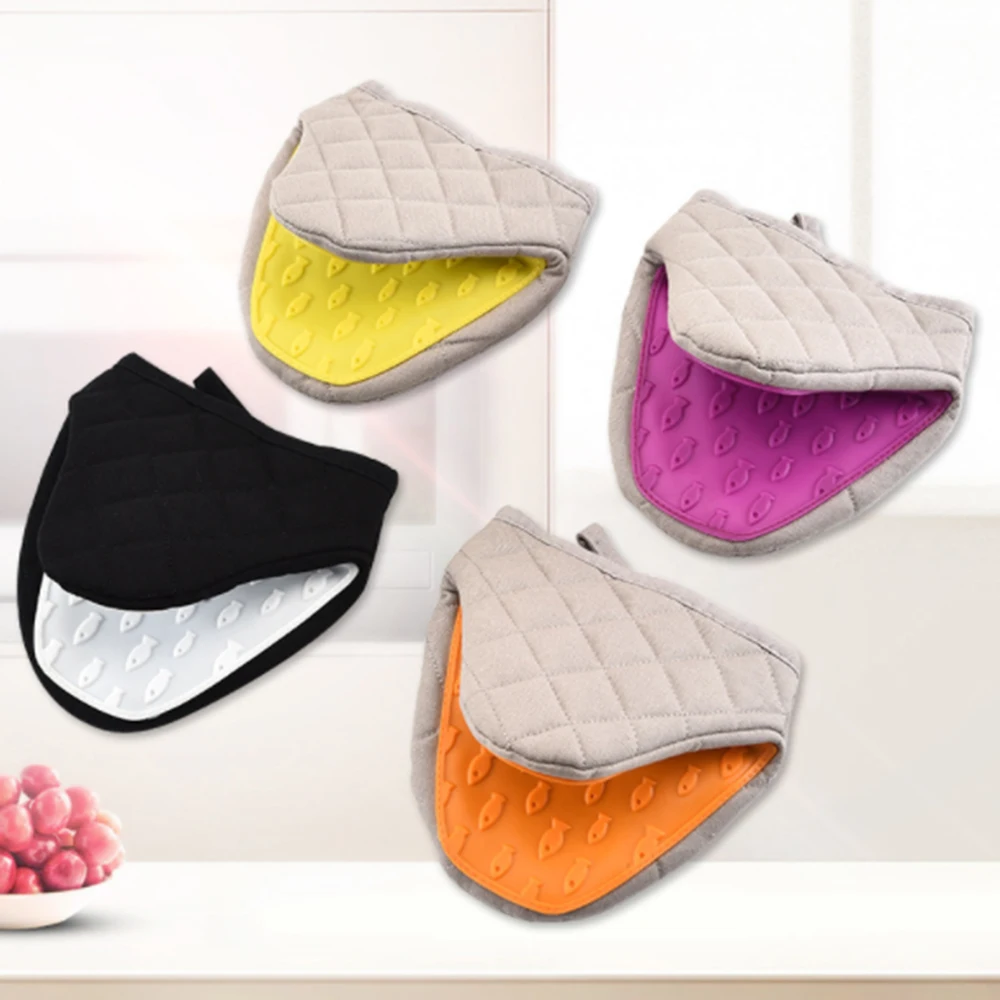 

Silicone Cotton Oven Gloves Kitchen Cooking Microwave Oven Gloves Insulation Non Slip Gloves Tray Dish Bowl Hand Clip