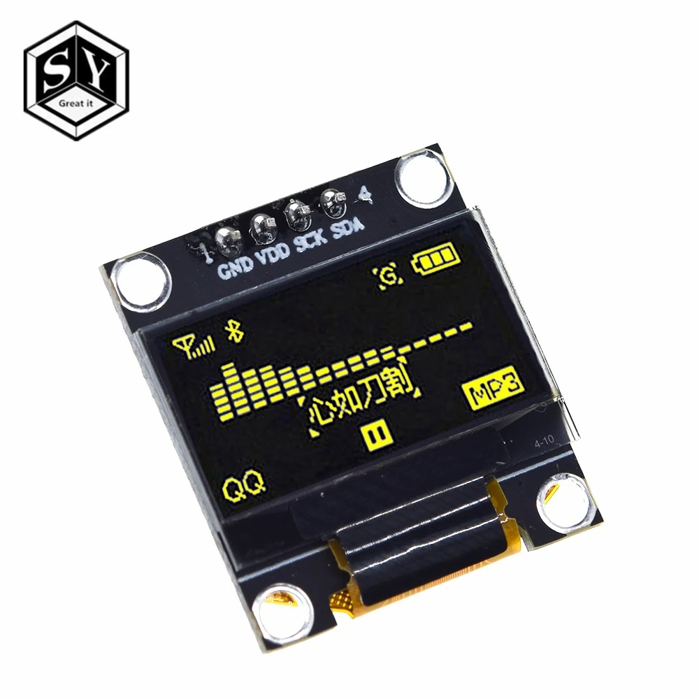 0,96 дюймов IIC Серийный белый OLED дисплей модуль 128X64 IEC SSD1306 12864 плата с ЖК-экраном GND VCC SCL SDA 0,9" для Arduino черный - Цвет: yellow 4pin