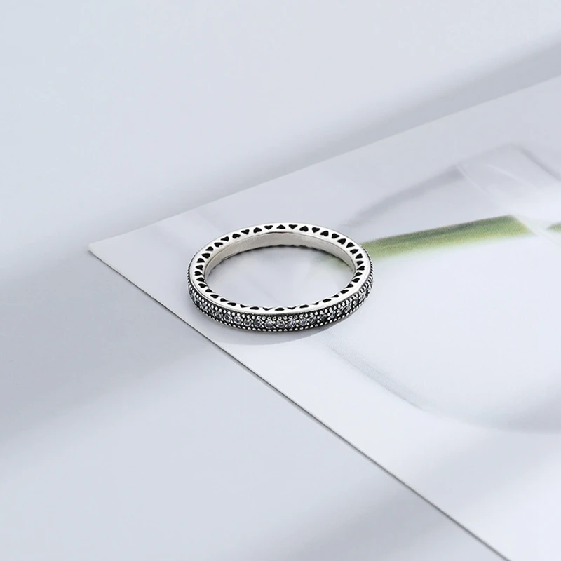 

2021 Classic Luxury 925 Sterling Silver Hearts Finger Ring Original Jewelry Gift Stackable Zircon Wedding Jewelry Rings Engageme