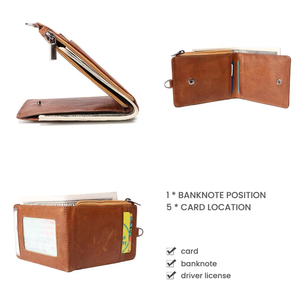 Мужской кошелек из натуральной кожи JOGUJOS модный с радиочастотной идентификацией