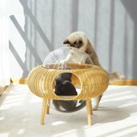 space capsule rattan cat nest ufo cat house simple cat villa enclosed removable and washable breathable cat house