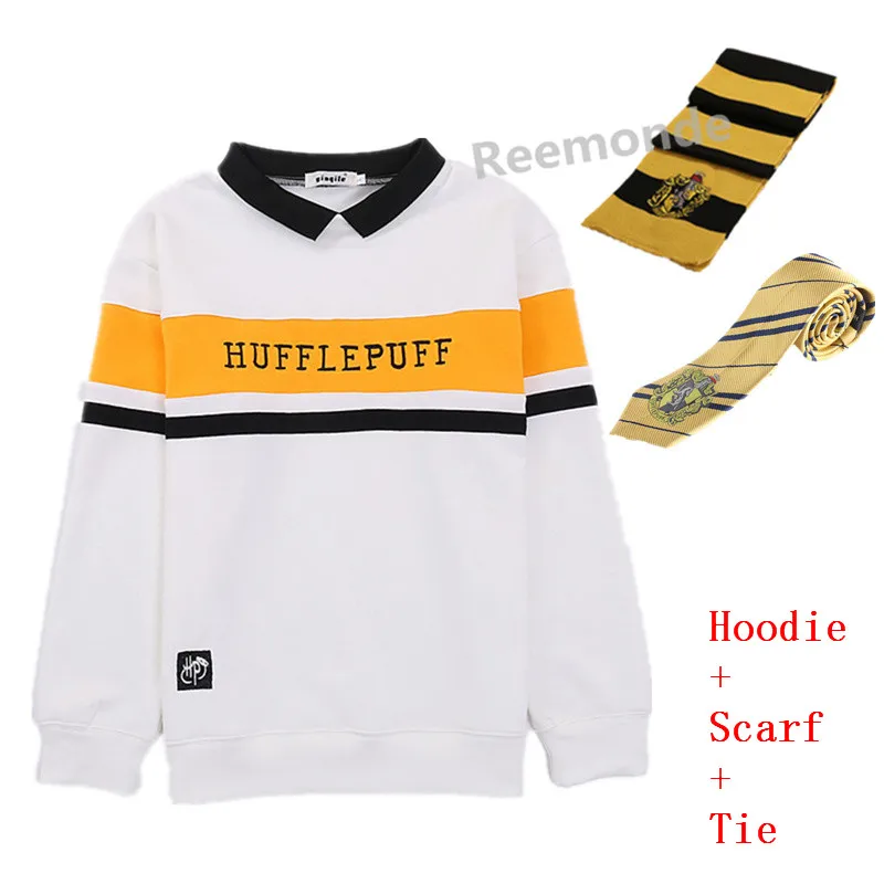 Толстовка Униформа Слизерин Hufflepuff джемпер Косплей Ravenclaw Толстовка костюм Толстовка и штаны Гриффиндор джемпер свитер униформа - Цвет: hoodie scarf tie
