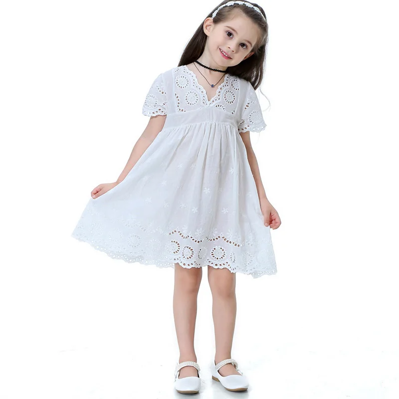 Одежда для девочек Хлопковое кружевное платье 2021 летняя одежда новое