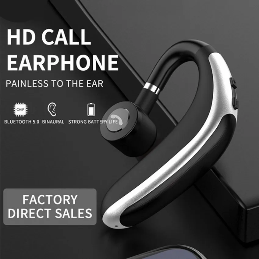 

Wireless Bluetooth 5.0 Driving Business Unilateral Hanging Ear Stereo Headset Intelligent Noise Reduction High-quality Headphone