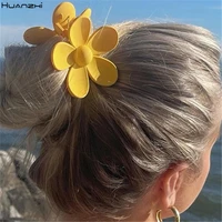 huanzhi 2021 new colorful cute flower matte hair clips hairpins barrette headwear for women girls hair claw hair accessories