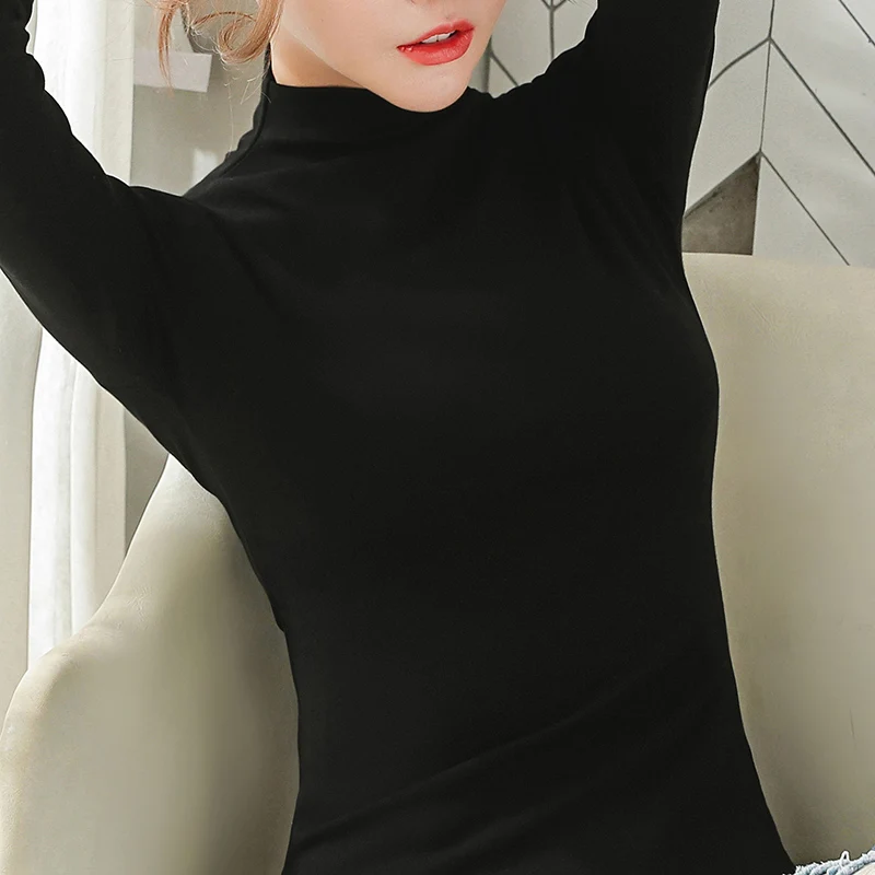 Новинка 2019 женская тонкая блуза с высоким воротником и длинным рукавом Женская