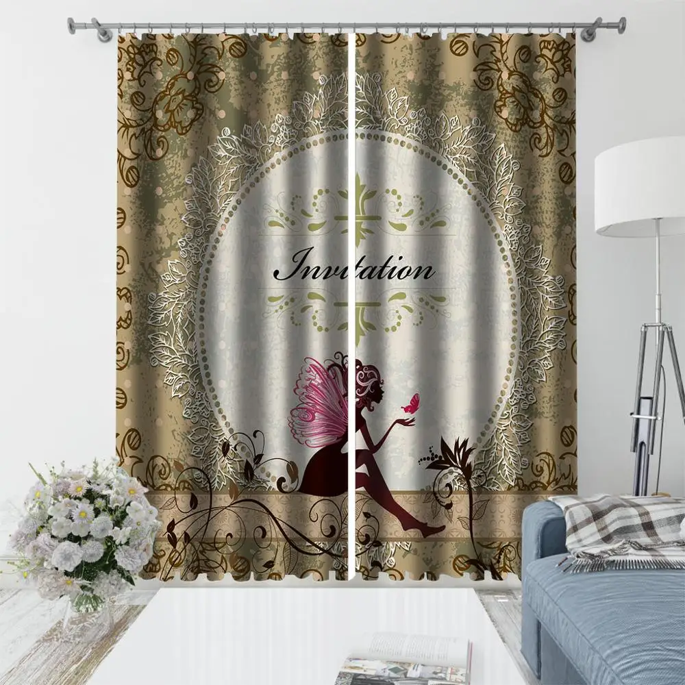 

European Curtains For Living Room Romantic beautiful girls Design Window Wedding Room Curtain Drapes Luxury Pattern Curtain