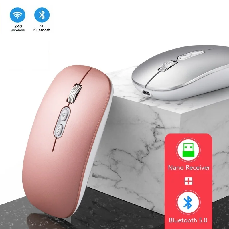 Беспроводная мышь Blutooth 5 0 перезаряжаемая портативная Бесшумная эргономичная