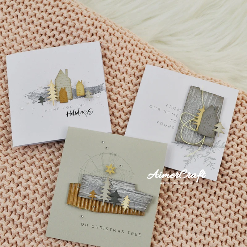 Маленькая елка олень рождественские металлические Вырубные штампы трафарет для