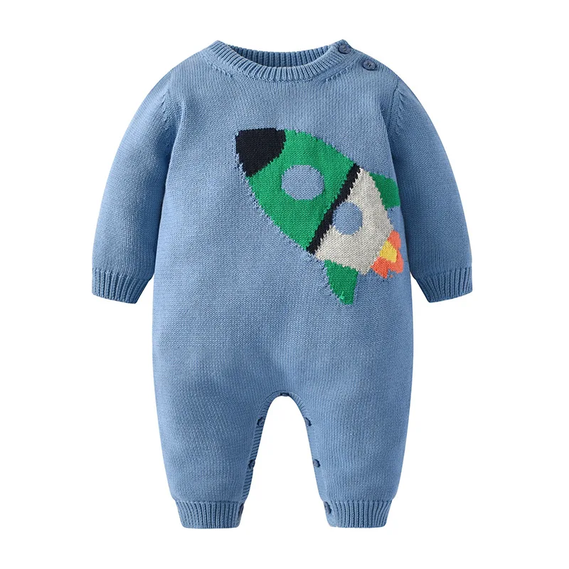 

Cekcya Infant Baby Knit Rompers Children Boys Sweater Jumpsuit Kids Overalls Newborn Girls Knitted Clothes Blue Knitwear Onesies