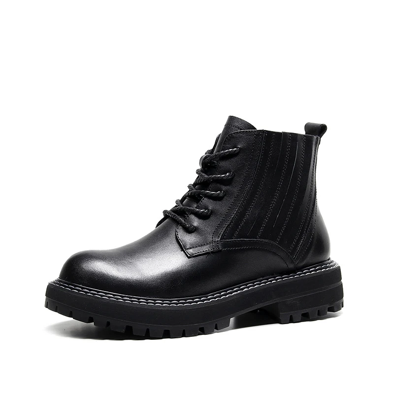 

Ankle Boots Genuine Leather Chelsea Boots Female Boots New Women's British Style Chunky Heel Artistic Retro 2020 Autumn Platform