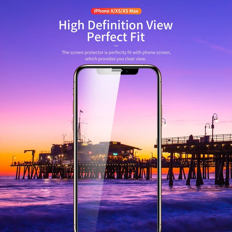 ROCK полное защитное закаленное стекло для iPhone X Xs Max 9H Защитное стекло для экрана для iPhone Xsmax пленка закругленные края покрытие стекло