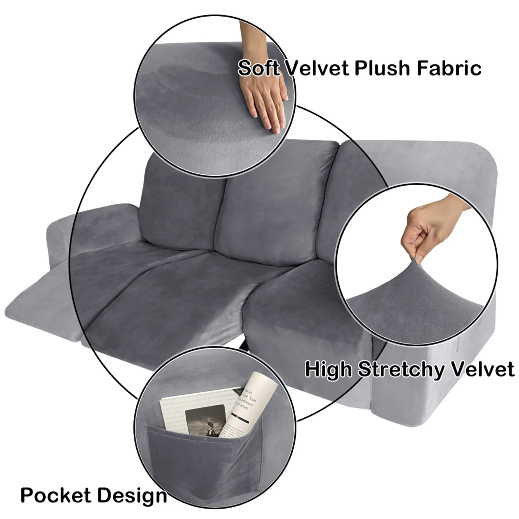 Разделение замша диван крышка все в 1/8 шт. кресло качалка охватывает включено