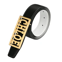 fashion high quality belt custom framed alphabet belt buckle woman cowskin double sided belt birthday gift for best friend