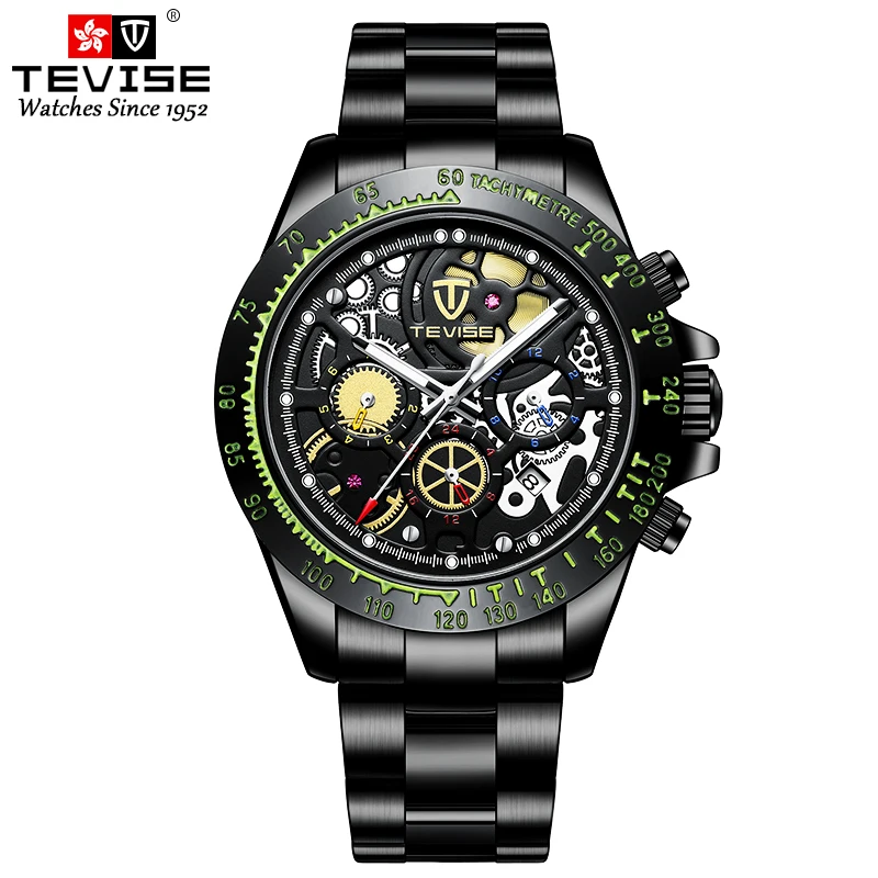 Часы TEVISE Мужские механические брендовые Роскошные автоматические стальные