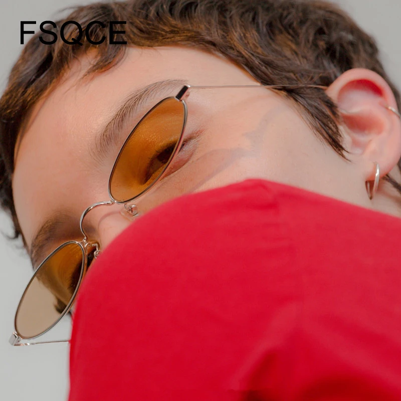 Мужские солнцезащитные очки модные крутые маленькие овальные металлические в