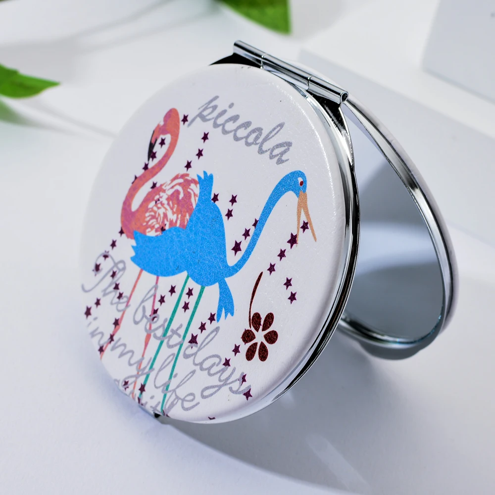 Vicney Макияж круглое зеркало Фламинго для девочек мини милое Двухстороннее