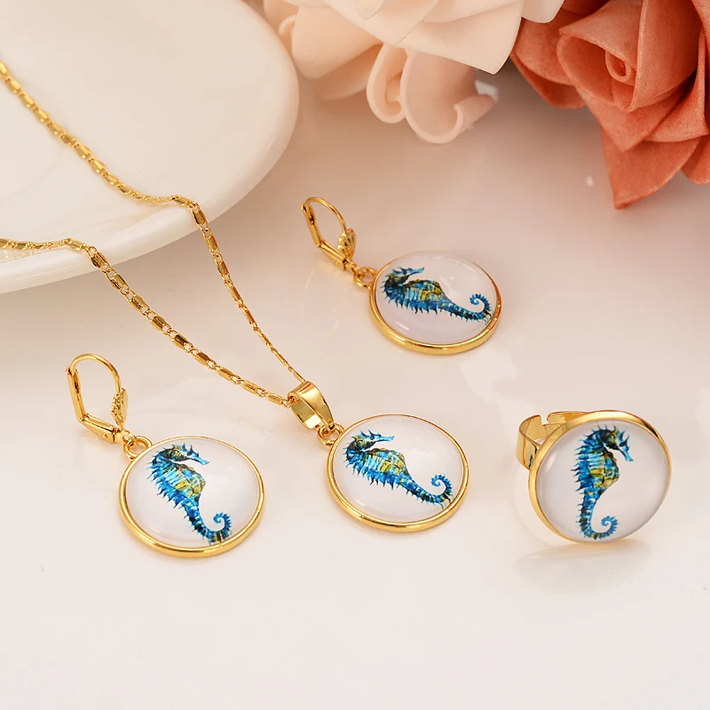 Ювелирный Комплект из колье и серёг золотого цвета | Украшения аксессуары