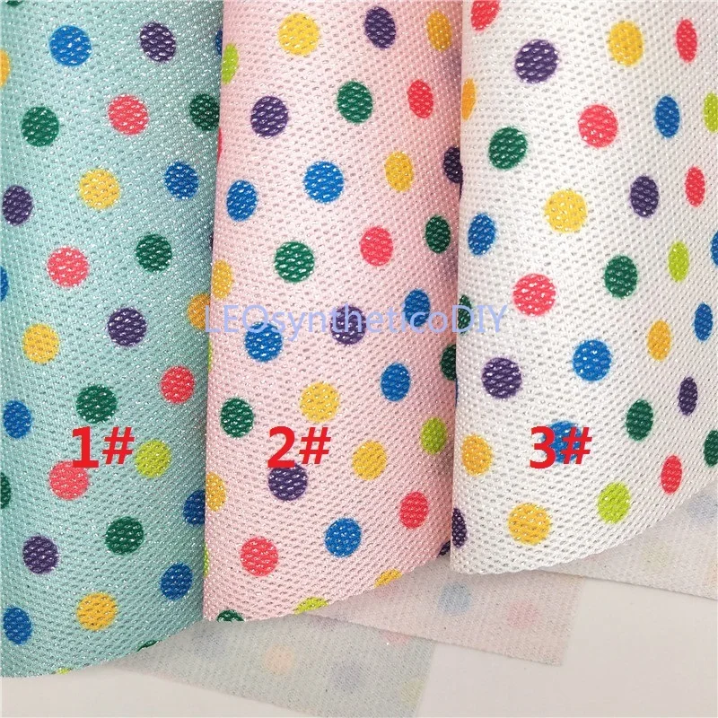 1 шт. 21X29 см в горошек печатная сетка блестящая кожаная ткань для изготовления