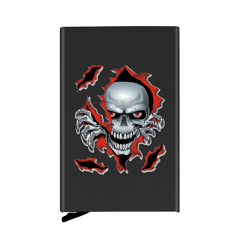 

Steampunk Skeleton Skull Credit Card Holder Men Slim Anti Protect Travel ID Cardholder Women Rfid Wallet Metal Case Porte Carte