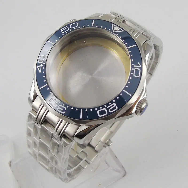 

41mm Sapphire Glass Watch Case Blue Ceramic Bezel Deployment Fit NH35A NH36A ETA 2836 MIYOTA 8215 MOVEMENT